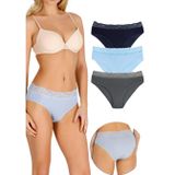 Sensu Kadın Bambu Kumaş Beli Dantelli Slip Külot 3'Lü Paket Set Kts1094,Model3 M