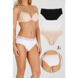Sensu Kadın Bambu Kumaş Beli Dantelli Slip Külot 3'Lü Paket Set Kts1095