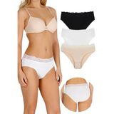 Sensu Kadın Bambu Kumaş Beli Dantelli Slip Külot 3'Lü Paket Set Kts1095,Model4 M