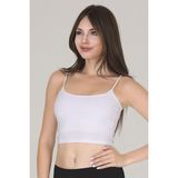 Sensu Kadın Beyaz İp Askılı Crop Büstiyer %95 Pamuk Spor Kullanıma Uygun - XL