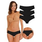 Sensu Kadın Brazilian Lazer Kesim Külot 3'Lü Paket Set Siyah Kts2113,Siyah S/M