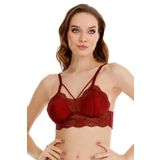 Sensu Kadın Dantelli Çapraz Askılı Bralet Büstiyer - BRA2026 SMALL BORDO