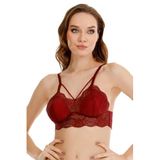 Sensu Kadın Dantelli Çapraz Askılı Bralet Büstiyer - Bra2026,Bordo L
