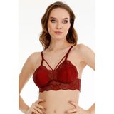 Sensu Kadın Dantelli Çapraz Askılı Bralet Büstiyer - Bra2026,Bordo Xl
