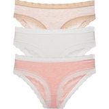 Sensu Kadın Dantelli Karışık Renkler Slip Külot 3lü Paket Set KTS1501 - S - Çok Renkli