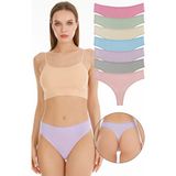 Sensu Kadın Fitilli Brazilian Tanga 7 Li Paket Set - Açık Renk - Açık Pembe - Yeşil - XL