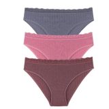 Sensu Kadın Fitilli Dantel Detaylı Slip Külot 3'Lü Paket Set - Kts1207,Renkli L