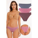 Sensu Kadın Fitilli Dantel Detaylı Slip Külot 3'Lü Paket Set - Kts1207,Renkli S