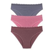 Sensu Kadın Fitilli Dantel Detaylı Slip Külot 3'Lü Paket Set - Kts1207,Renkli Xl