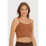 Sensu Kadın Fitilli Kumaş Ip Askılı Crop Büstiyer - CROP120 - Kahverengi