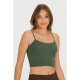 Sensu Kadın Fitilli Kumaş Ip Askılı Crop Büstiyer - CROP120 - Yeşil