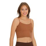 Sensu Kadın Fitilli Kumaş İp Askılı Crop Büstiyer - Crop120,Kahverengı M