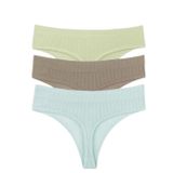 Sensu Kadın Fitilli Soft Renkler 3 Lüi Tanga Külot Set - Kts4052,Yeşil M