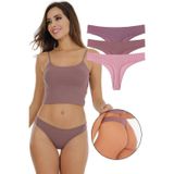 Sensu Kadın Fitilli Soft Renkler 3'Lü Tanga Külot Set - Kts4052 Asorti