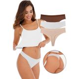 Sensu Kadın Fitilli Soft Renkler 3'Lü Tanga Külot Set - Kts4052 Kahve