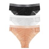 Sensu Kadın Full Dantelli Beli Lastikli Bikini Model 3'Lü Külot Set - Kts2068 (Geniş Kalıp),Karışık L