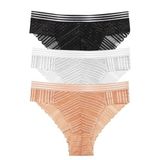 Sensu Kadın Full Dantelli Beli Lastikli Bikini Model 3'Lü Külot Set - Kts2068 (Geniş Kalıp),Karışık S