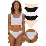 Sensu Kadın Günlük Pamuklu Külot Beyaz Bikini Model 5'li Paket - Karışık