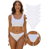 Sensu Kadın Günlük Pamuklu Külot Beyaz Bikini Model 5'li Paket KTS1057
