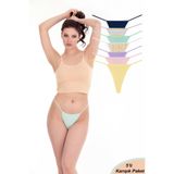 Sensu Kadın Ipli Brazilian Tanga 5'Li Külot Set Desenli Karışık Renkler -Kts3023,Karışık L