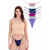 Sensu Kadın Ipli Brazilian Tanga 7'Li Külot Set Karışık Renkler Kts3022 Model-7