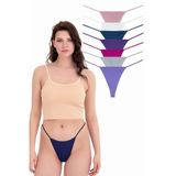 Sensu Kadın İpli Brazilian Tanga 7li Külot Set Karışık Renkler KTS3022 MODEL7 2XL