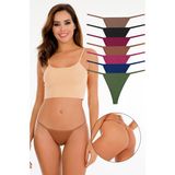 Sensu Kadın Ipli Brazilian Tanga 7'li Külot Set Karışık Renkler KTS3022 - Renkli