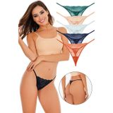 Sensu Kadın Ipli Dantelli Tanga 5'Li Külot Set Karışık Renkler Kts3062 -Karışık