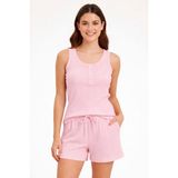 Sensu Kadın Kalın Askılı Şortlu Pijama Takımı - Pembe