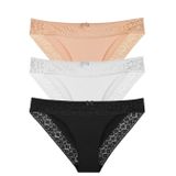 Sensu Kadın Lazer Kesim Dantelli Slip Külot 3'Lü Paket Set - Kts3101,Çok Renkli S