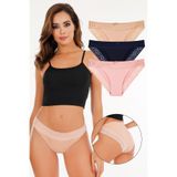 Sensu Kadın Lazer Kesim Dantelli Slip Külot 3'Lü Paket Set - Kts3101,Model2 M