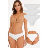 Sensu Kadın Lazer Kesim Düşük Bel (Beli Lastikli) Külot 3'Lü Paket Set Beyaz