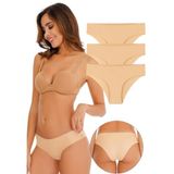 Sensu Kadın Lazer Kesim Düşük Bel (Beli Lastikli) Slip Külot 3'Lü Paket Set,Ten 2Xl