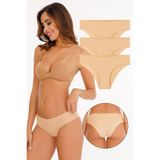 Sensu Kadın Lazer Kesim Düşük Bel (Beli Lastikli) Slip Külot 3'Lü Paket Set,Ten Xl