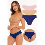 Sensu Kadın Lazer Kesim Likralı Külot 3'Lü Paket Set,Lacivert L/Xl