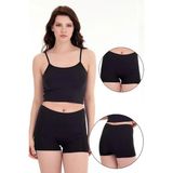 Sensu Kadın Lazer Kesim Siyah Yüksek Bel Tekli Şort Rahat Kalıp ile Günlük Kullanım İçin - 3XL