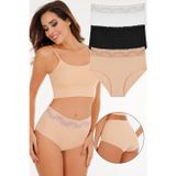 Sensu Kadın Lazer Kesim Yüksek Bel Dantelli 3'Lü Külot Set - Kts3105 Model-1