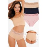Sensu Kadın Lazer Kesim Yüksek Bel Dantelli 3'Lü Külot Set - Kts3105 Model-2
