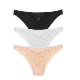 Sensu Kadın Önü Dantelli Slip Külot 3'Lü Paket Set Kts2069,Karışık L