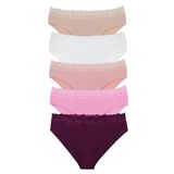Sensu Kadın Organik Bambu Kumaş Beli Dantelli Slip Külot 5'Li Paket Set - Kts3081,Karışık S