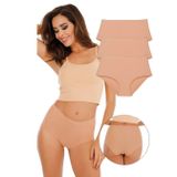 Sensu Kadın Yüksek Bel Dikişsiz Lazer Kesim Külot (Beli Lastikli) 3lü Set - Ten - XL