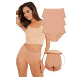 Sensu Kadın Yüksek Bel Dikişsiz Lazer Kesim Külot (Beli Lastikli) 3'Lü Set,Ten 3Xl