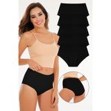 Sensu Kadın Yüksek Bel Lazer Kesim (Beli Lastikli) 5'Li Külot Set - Kts2035,5 Siyah L