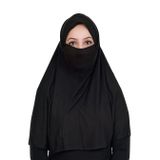 Sensu Peçeli Hazır Türban Pratik Şal Hijab Namaz Örtüsü,Sıyah Standart