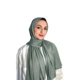 Sensu Tesettür Pratik Geçmeli Hazır Penye Şal, 70 x 180, HZRPNŞAL-2, Haki, Kadın