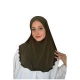 Sensu Tesettür Pratik Hazır Süslü Pileli Şal, Tek Ebat, HRLHJB-10, Haki, Kadın