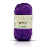 SENSY 100% Merserize Pamuk Örgü İpi, Dantel İpi, Tığ İpi, Giza Mısır Pamuğu İp Mor Calinia