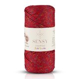 Sensy 2 Mm Multi Sparkle Simli Polyester Makrome İpi (Koyu Kırmızı)