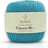 Sensy Classic 10 Tığ İpi 100% Merserize Pamuk Örgü İpi, Dantel İpi, Giza Mısır Pamuğu Dantel İpliği - Bebe Mavi