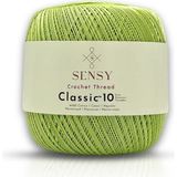 Sensy Classic 10 Tığ İpi 100% Merserize Pamuk Örgü İpi, Dantel İpi, Giza Mısır Pamuğu Dantel İpliği - Fıstık Yeşili